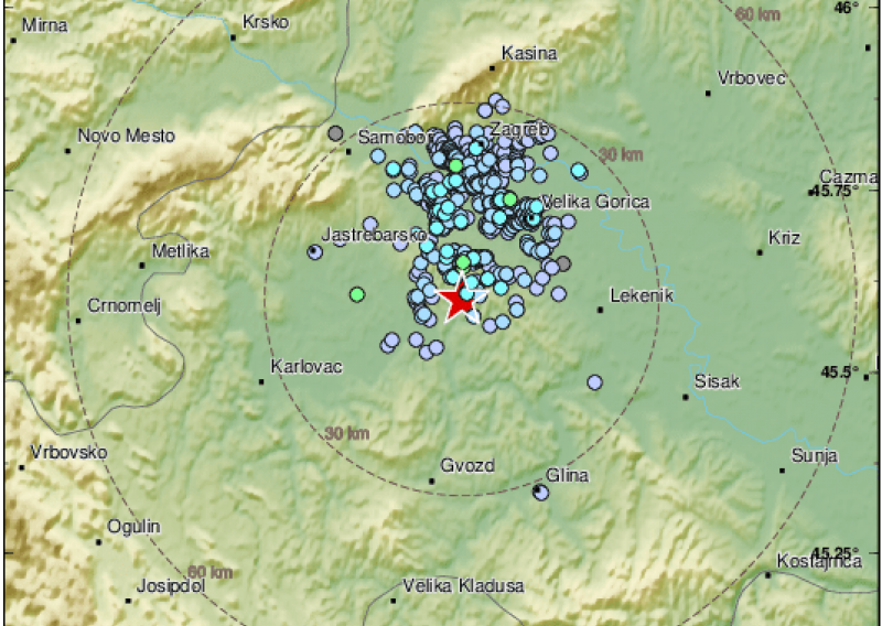 Slab potres kod Pisarovine, 20 kilometara južno od Zagreba