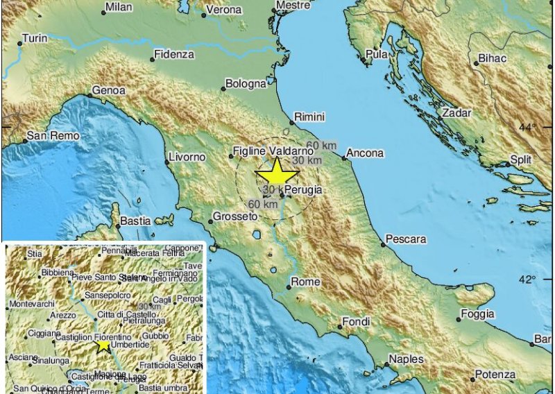Italiju opet trese, tri snažna i dva slabija potresa kod Perugie