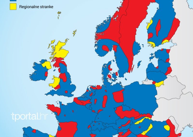 Detaljan prikaz omjera desnice i ljevice u Europi
