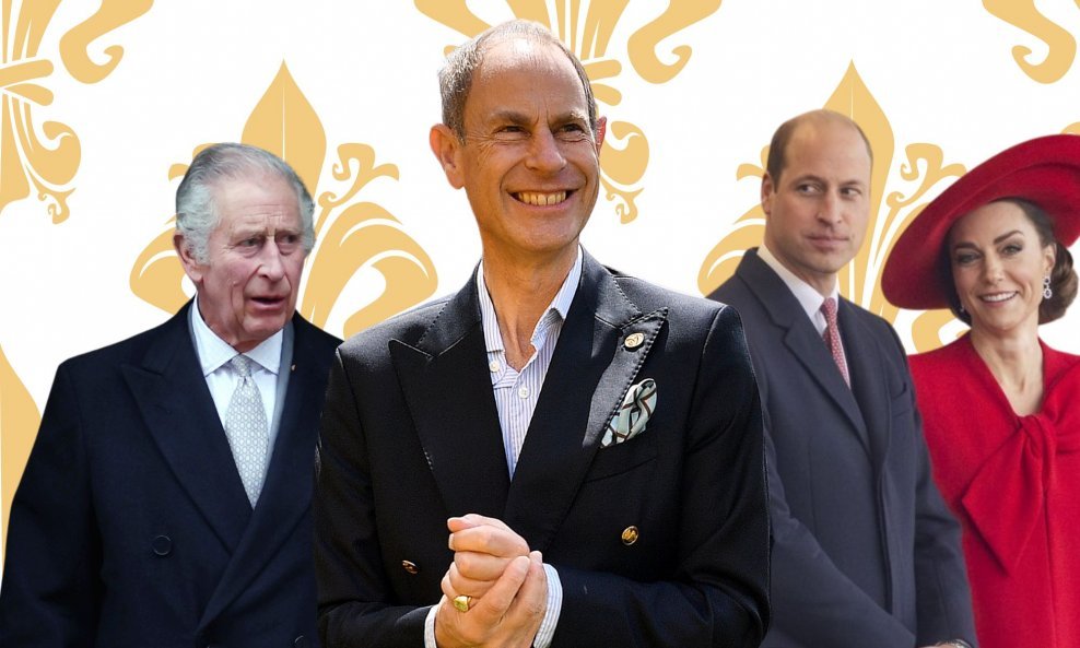 Kralj Charles III, princ Edward, princ William i Kate Middleton